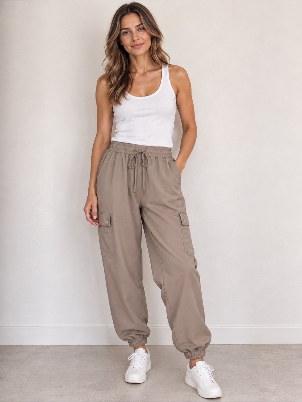 Calvin Klein Jeans Woman Cargo Pants in Taupe